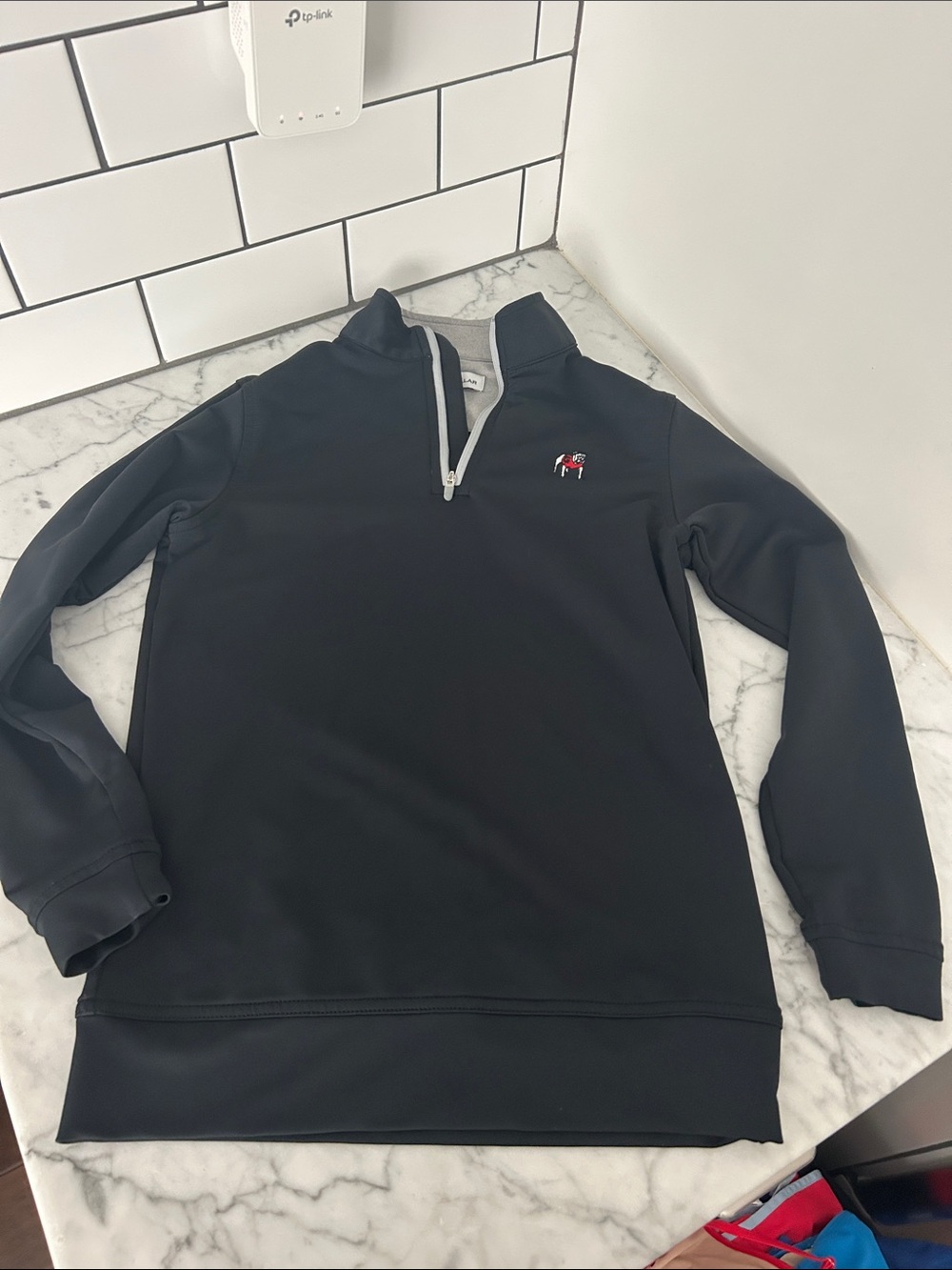 Peter Millar Black and Gray Quarter-Zip Pullover